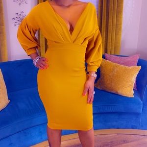 Gold goddess midi dress..